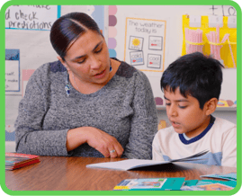 Students engaging with Just Right Reader literacy resources, photo 1